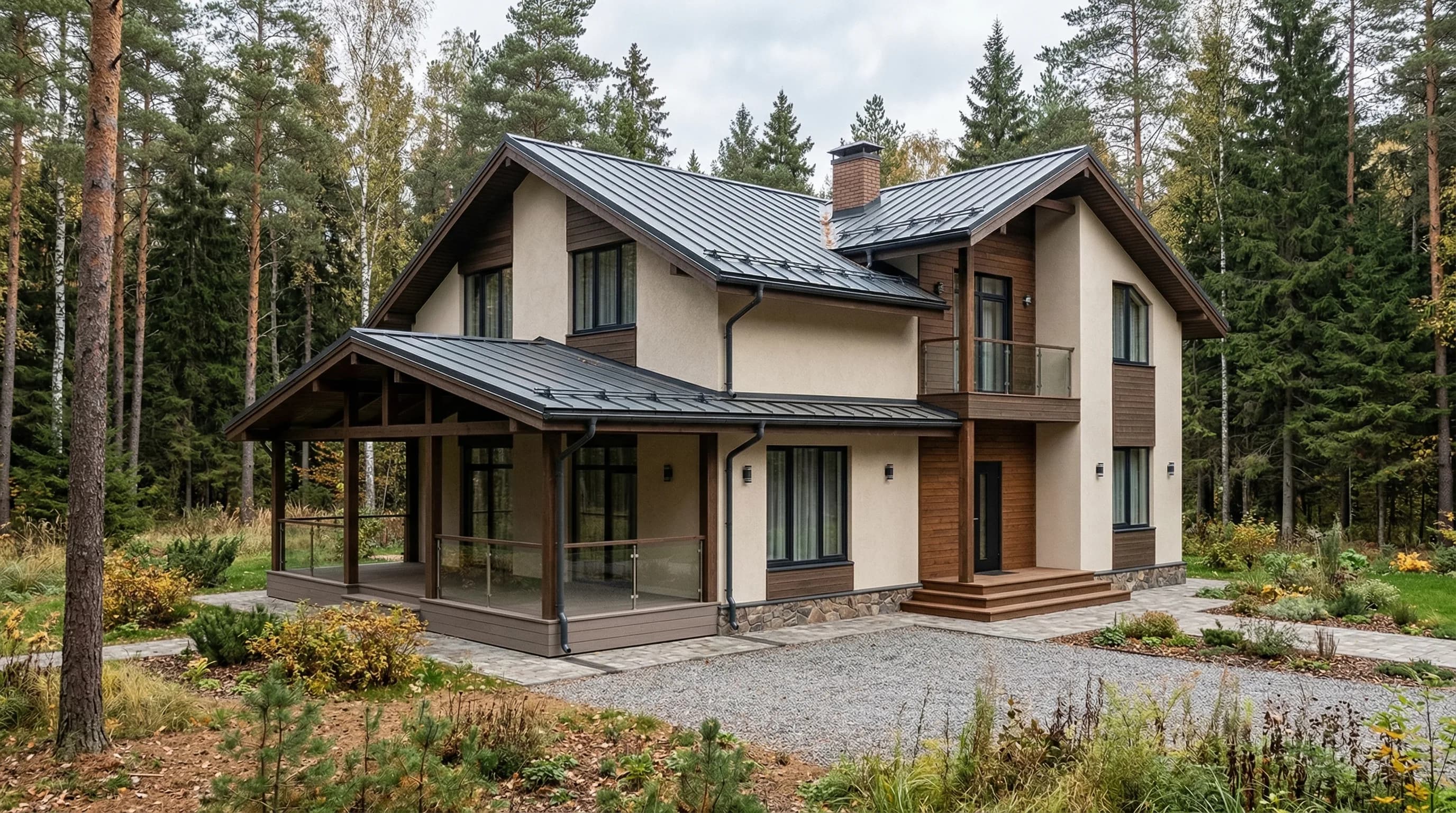 Дом из газобетона у озера