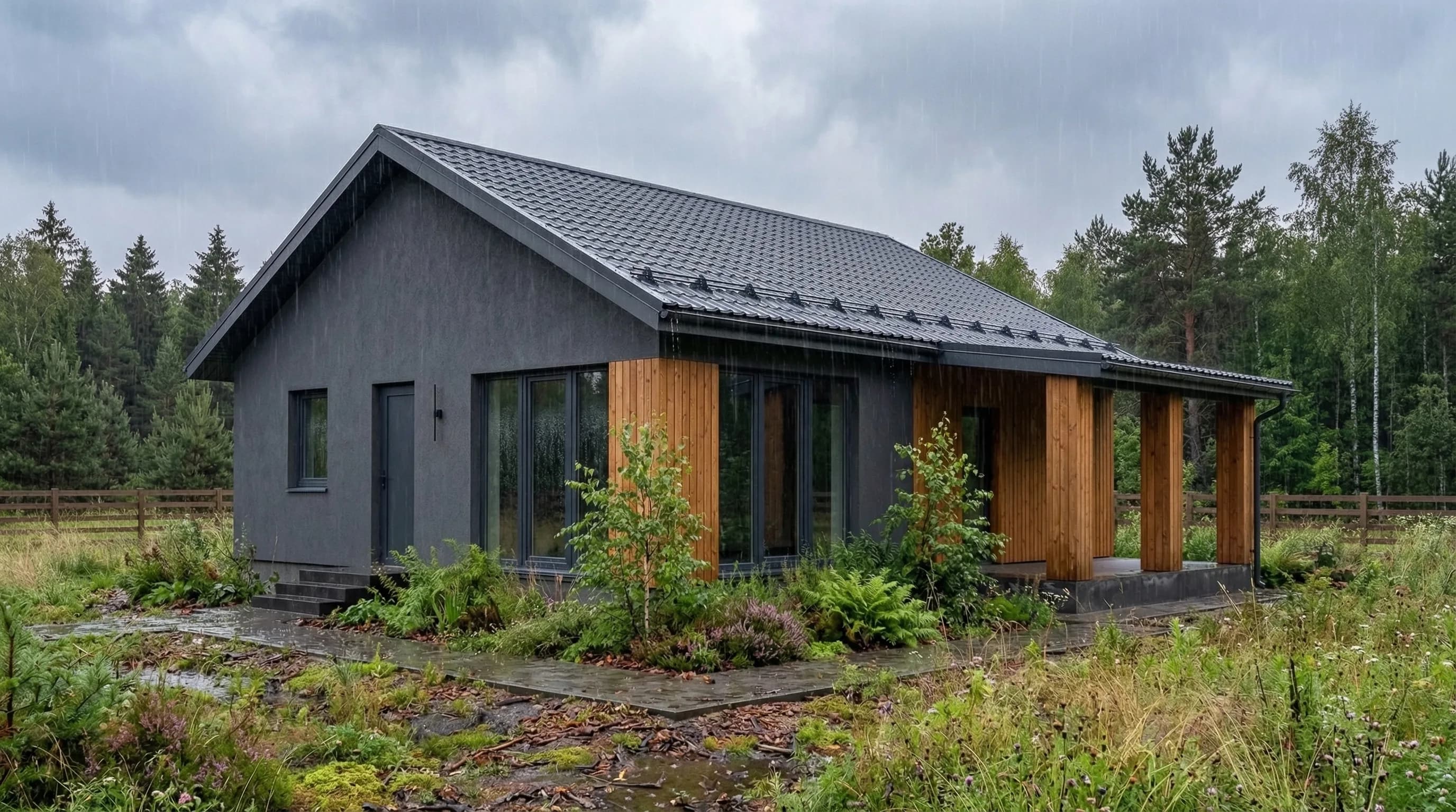 Проект дома из газобетона 111 м² с террасой 1