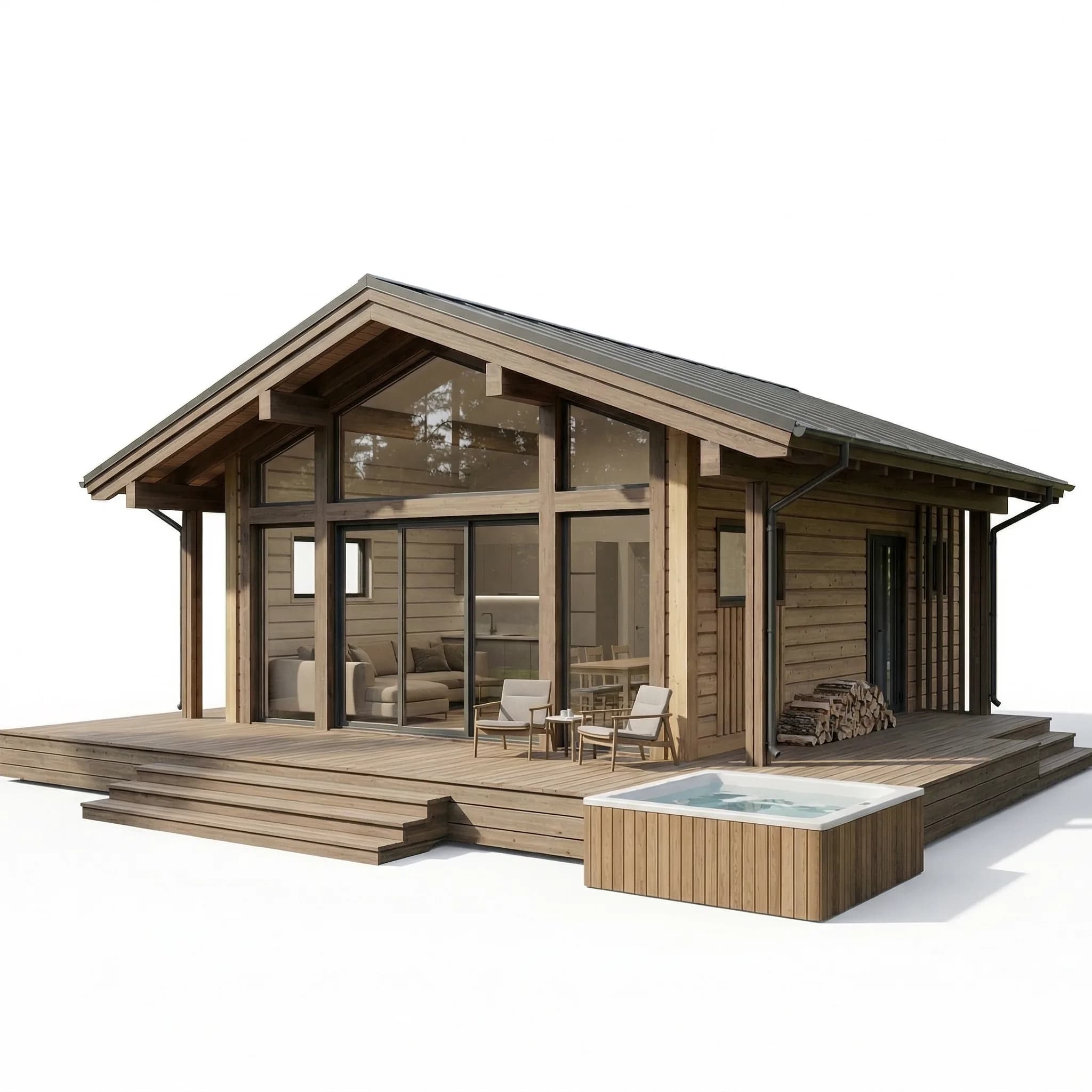 Каркасный дом 81 м² с террасой