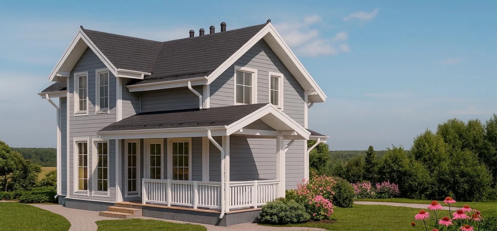 Проект каркасного дома 172 м² с террасой 1