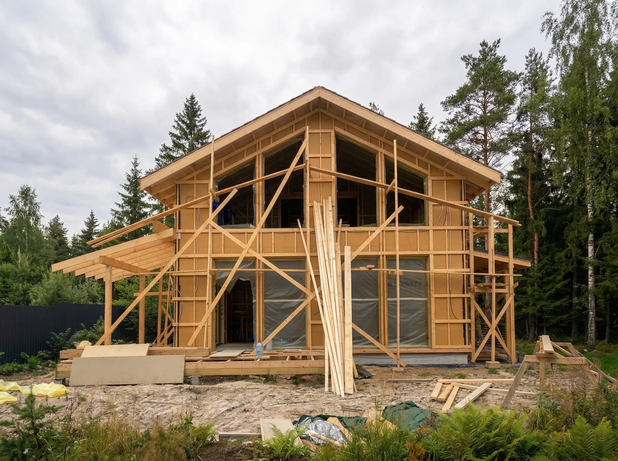 Двухэтажный дом с панорамным остеклением 3